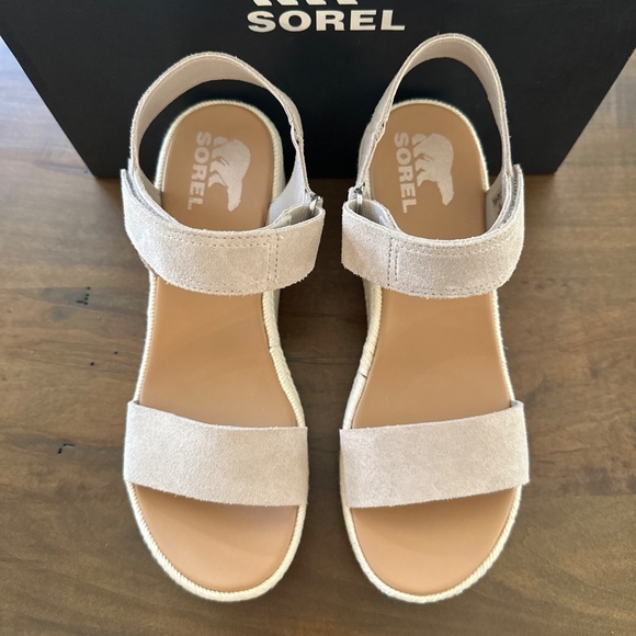 SOREL Cameron Wedge Espadrille Sandal Open Toe Crushed Clay/Gum 17 Size 9 NEW - Picture 2 of 12